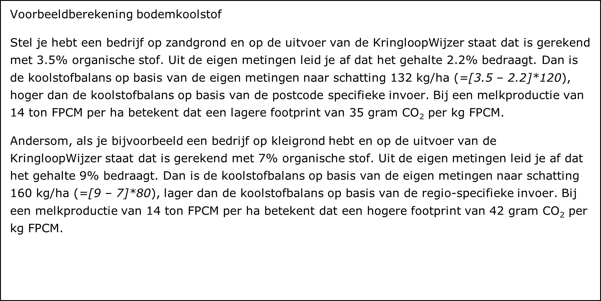Voorbeeldberekening bodemkoolstof